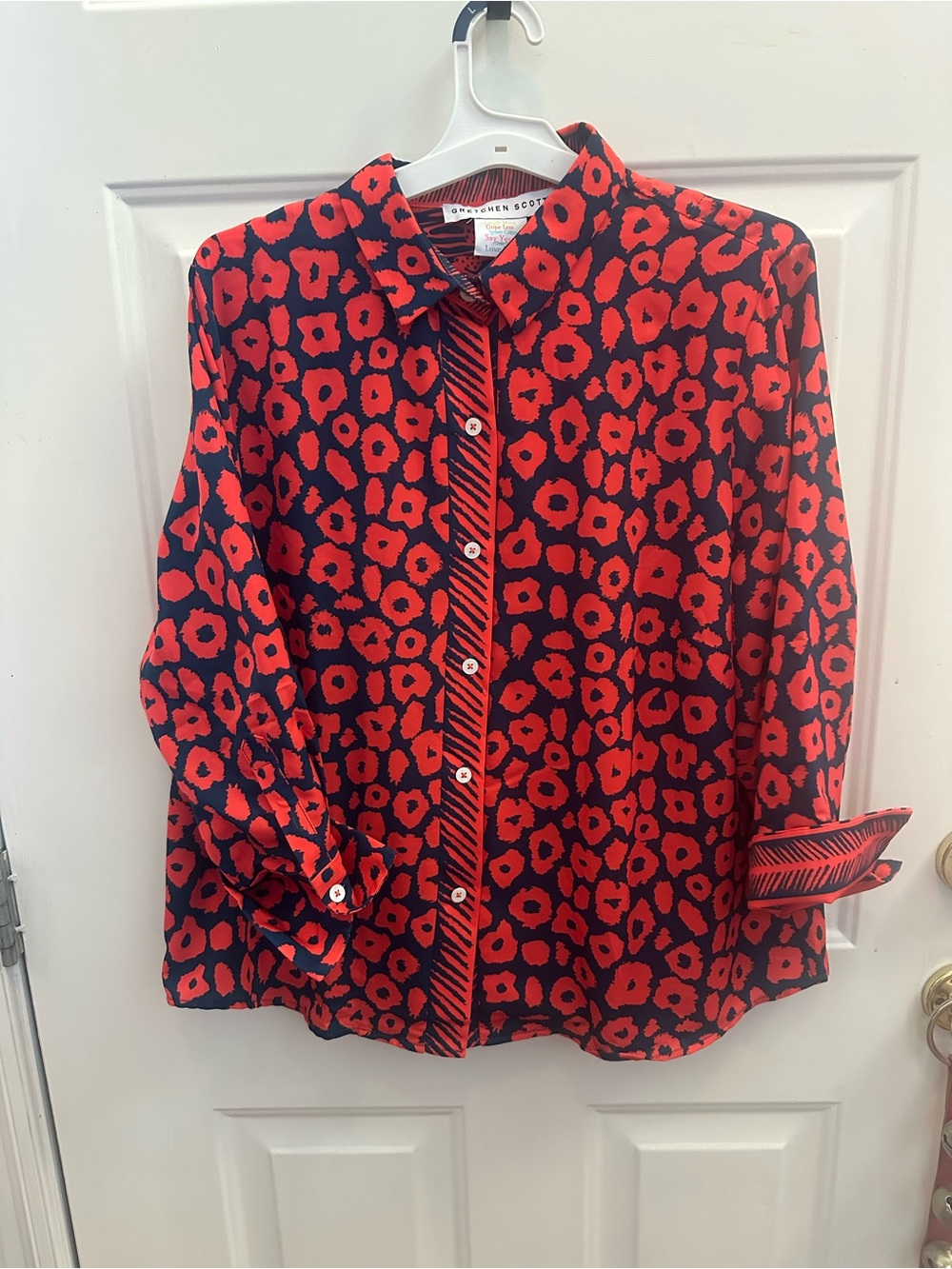 Gretchen Scott Designs Red and Black Printed Button-Down Shirt